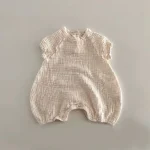 【66-90cm】ロンパース ベビー シンプル リネン オールインワン - 画像 (6)