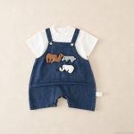 【73-100cm】セットアップ ベビー 可愛い ゾウ柄 デニム サロペット - 画像 (6)
