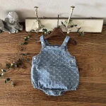【66-90cm】ロンパース ベビー リボン 刺繍 サロペット - 画像 (5)