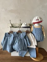 【66-90cm】ロンパース ベビー リボン 刺繍 サロペット - 画像 (12)