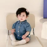 【66-90cm】ロンパース ベビー ポロデザイン デニム - 画像 (7)