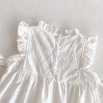 【66-90cm】 ロンパース 刺繍入り フリル袖 リボン付き - 画像 (10)