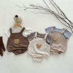 【66-90cm】サロペロンパース ベビー クマ ポケット ワッフル - 画像 (8)