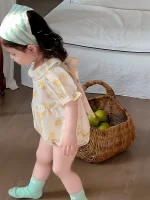 【66-90cm】ロンパース ベビー バック リボン 小花柄 - 画像 (14)