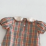 【66-90cm】ロンパース ベビー 丸襟 チェック - 画像 (15)