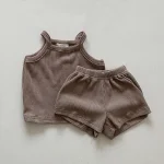 【73-100cm】セットアップ ベビー 韓国風 キャミワッフル - 画像 (6)