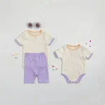 【66-90cm】ロンパース ベビー バイカラー シンプル - 画像 (3)