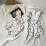 【66-90cm】ロンパース ベビー 小花柄 サロペット