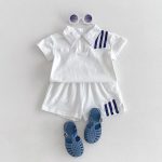 【80-130cm】セットアップ ストライプ柄 半袖ポロシャツ ショーツセット - 画像 (6)
