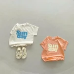【66-90cm】ロンパース ベビー 韓国風 英字 プリント - 画像 (2)