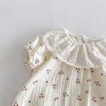 【66-90cm】ロンパース ベビー レース襟 小花柄 シンプル - 画像 (11)