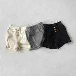 【73-100cm】ボトムス ショートパンツ ベビー 韓国風 ボタン付き - 画像 (3)