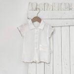【66-90cm】ロンパース ベビー コットンシワ加工 半袖 折り襟 - 画像 (14)