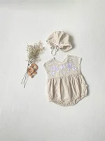 【66-90cm】ロンパース ベビー ボンネット付き 刺繍襟 - 画像 (26)