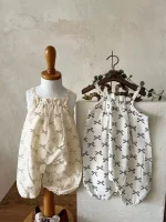 【66-100cm】ロンパース ベビー ハット付き リボン プリント キャミ - 画像 (27)