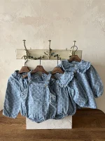 【66-90cm】ロンパース ベビー リボン 刺繍 サロペット - 画像 (10)