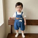 【73-100cm】セットアップ ベビー 可愛い ゾウ柄 デニム サロペット - 画像 (5)