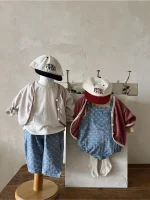 【66-90cm】ロンパース ベビー リボン 刺繍 サロペット - 画像 (13)