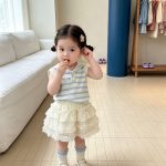 【73-100cm】トップス ベビー セーラー 折り襟 ボーダー