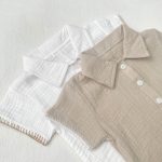 【66-90cm】ロンパース ベビー コットンシワ加工 半袖 折り襟 - 画像 (11)