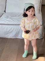 【66-90cm】ロンパース ベビー バック リボン 小花柄 - 画像 (8)