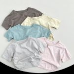 【80-130cm】半袖Tシャツ キッズ服 クリーム サラシリーズ コットン - 画像 (9)