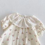 【66-90cm】ロンパース ベビー レース襟 小花柄 シンプル - 画像 (8)
