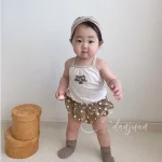 【66-100cm】セットアップ ベビー 韓国風 キャミ 英字&ドット - 画像 (9)