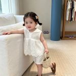 【73-120cm】セットアップ ベビー 折り襟 可愛い ホワイト - 画像 (5)