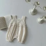 【66-90cm】オールインワン ベビー 肩フリル レース ドット - 画像 (5)