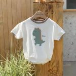 【66-90cm】ロンパース ベビー 恐竜 プリント パイピング - 画像 (9)