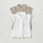 【66-90cm】ロンパース ベビー コットンシワ加工 半袖 折り襟 - 画像 (13)