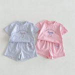 【80-130cm】2点セット 女の子 韓国雰囲気 リボン プリント - 画像 (10)