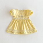 【80-130cm】ワンピース 女の子 刺繍 フラワー レース襟 バルーン袖 - 画像 (9)
