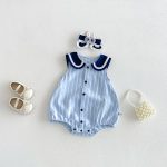 【66-90cm】ロンパース ベビー ノースリープ ストライプ - 画像 (2)