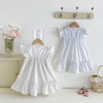 【80-130cm】ワンピース 女の子 フリルスリーブ シンプル - 画像 (4)