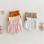 【73-100cm】ショートパンツ ベビー バルーンパンツ 無地 シンプル