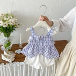 【73-100cm】トップスorショートパンツ ベビー チェック柄 韓国風 - 画像 (5)