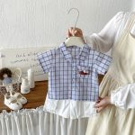 【73-100cm】トップスorショートパンツ ベビー チェック柄 薄手 - 画像 (5)
