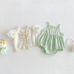 【73-100cm】セットアップ ベビー レース カーディガン&ロンパース - 画像 (3)