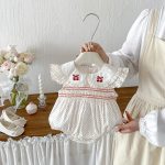 【66-90cm】ロンパース ベビー 刺繍 ドット柄 スウィート - 画像 (3)
