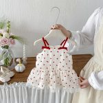 【73-100cm】ワンピース ベビー ドット柄 チュール切り替え - 画像 (3)