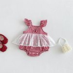【66-90cm】ロンパース ベビー 切り替え フリルスリーブ - 画像 (2)