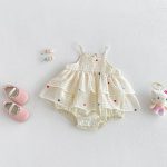 【66-90cm】ロンパース ベビー 切り替え キャミソール - 画像 (2)
