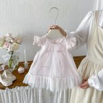 【73-100cm】ワンピース ベビー リボン 韓国風 スウィート - 画像 (3)