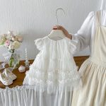 【73-100cm】ワンピース ベビー フリルスリーブ チュール - 画像 (4)