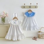 【80-130cm】ワンピース 女の子 フリルスリーブ シンプル - 画像 (3)