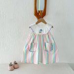 【80-130cm】パンツ 女の子 ストライプ 刺繍 ノースリープ - 画像 (4)