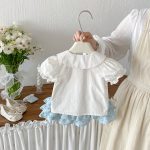 【73-100cm】セットアップ ベビー ピーターパンカラー チェック柄 - 画像 (4)