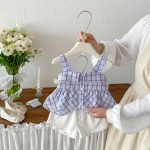 【73-100cm】トップスorショートパンツ ベビー チェック柄 韓国風 - 画像 (4)